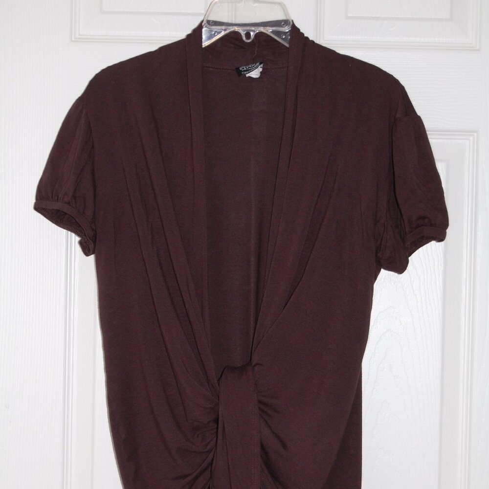 THX Elegant Dark Brown Open Front Rayon Top Women Size XL - Picture 4 of 5